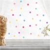 Auf dem Bild ist das Produkt: Fensterbild Konfetti Karneval wiederverwendbar Frühling bunte Punkte Fasching farbige kleine Kreise A4 zum Preis von €13.9 abgebildet.