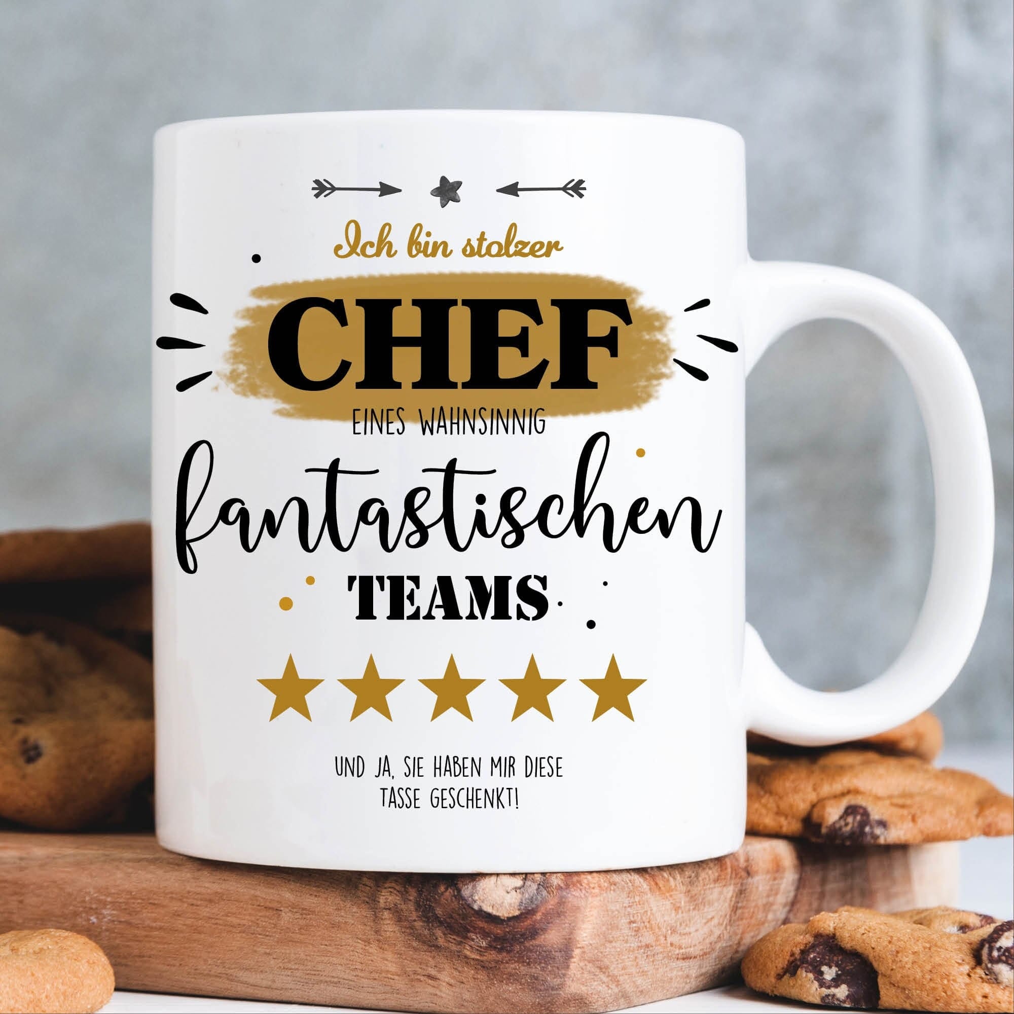 Tasse bedruckt Ich bin stolzer Chef, Chefin, Papa, Bruder eines fantastischen Teams, Geschenk Kollege Kaffeetasse Kaffeebecher