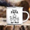 Auf dem Bild ist das Produkt: Emaille Campingbecher Strichmännchen Bester Papa der Welt Geschenk Geburtstag Vatertag 300 ml zum Preis von €18.90 abgebildet.