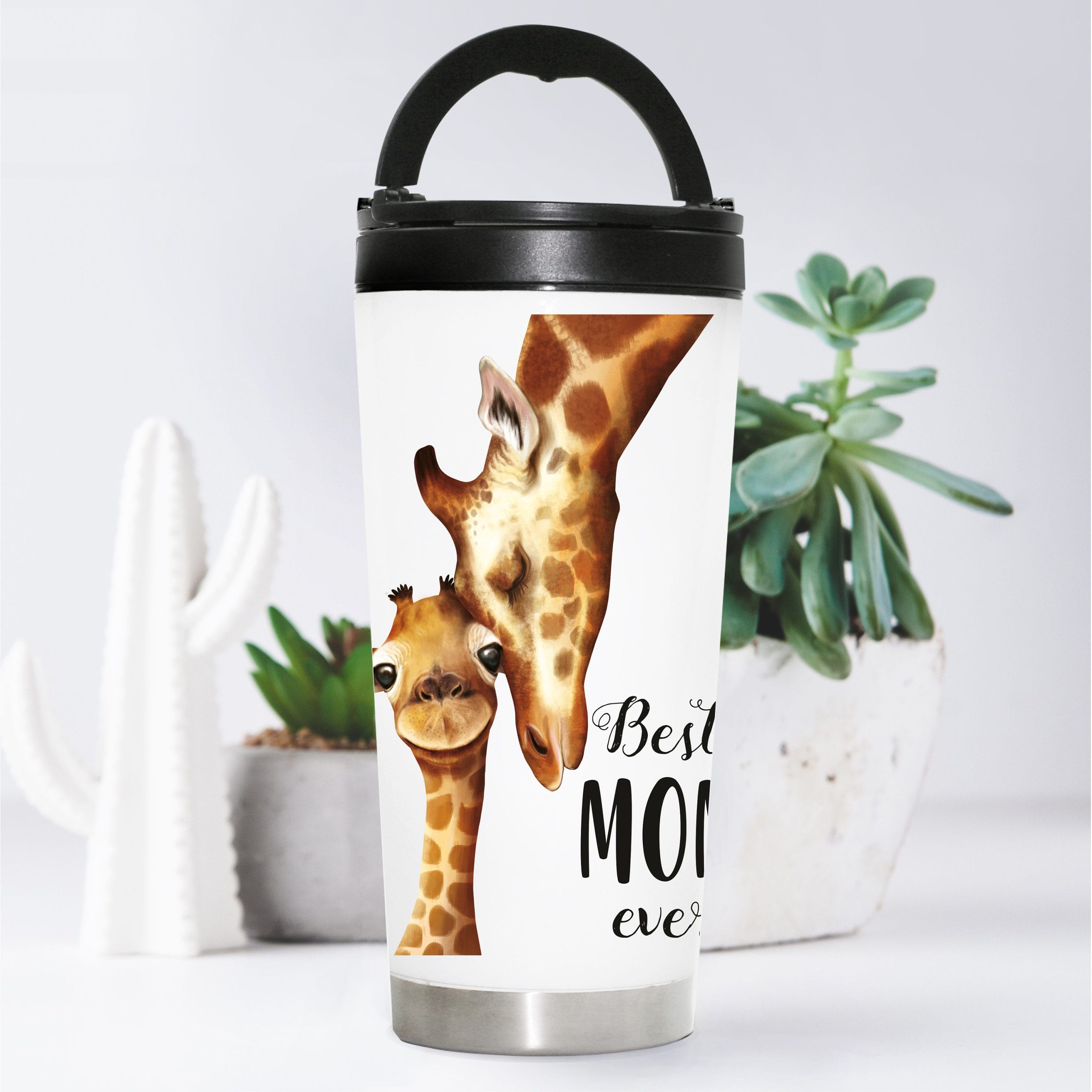 Edelstahl Thermobecher Best mom ever Giraffen Kaffeebecher to go Geschenk Muttertag