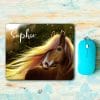 Auf dem Bild ist das Produkt: Mauspad Mousepad Pferd personalisiert mit Wunschname Geschenk Büro Deko Schreibtischunterlage benutzerdefiniert zum Preis von €14.9 abgebildet.