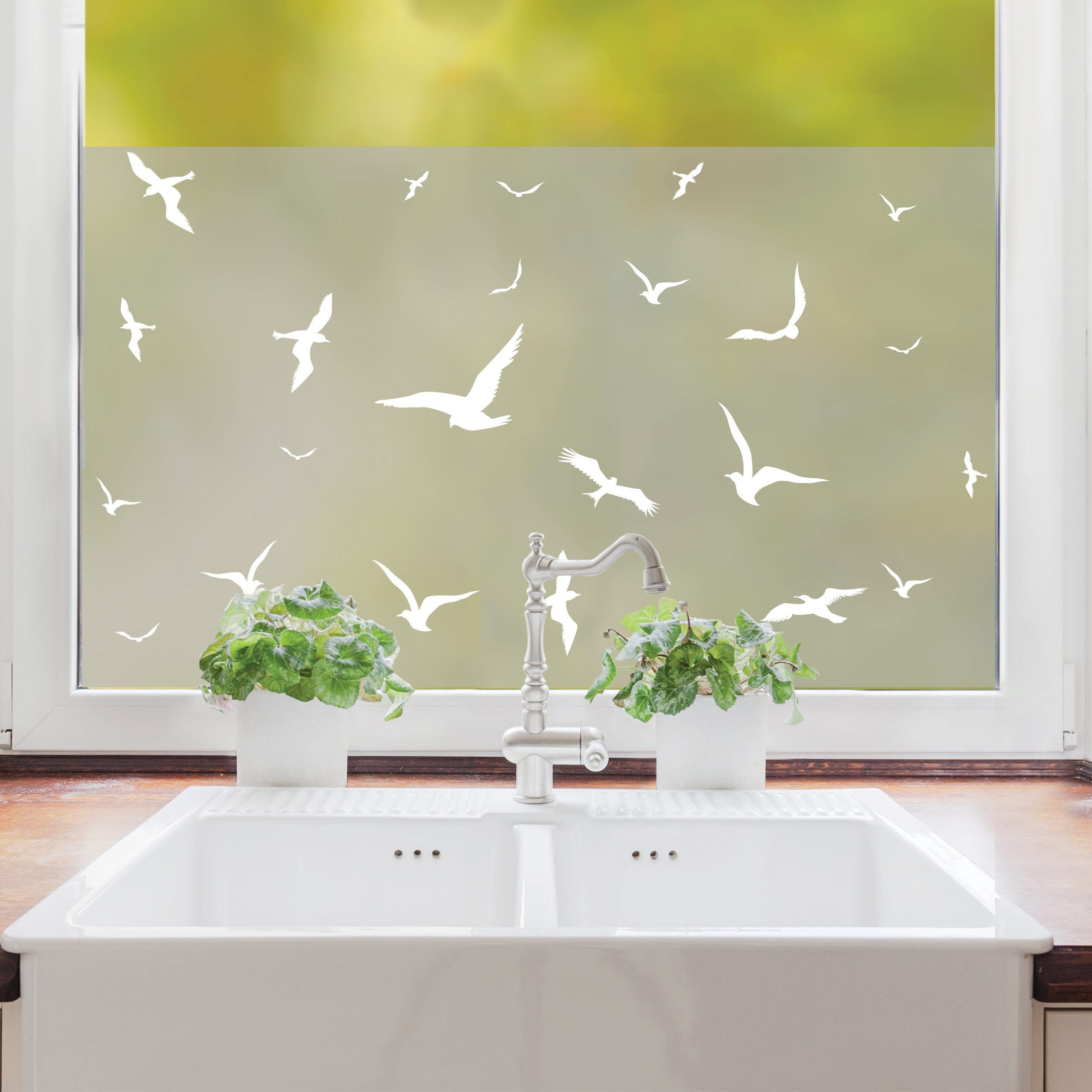 Sichtschutzfolie Wiederverwendbar fliegende Vögel Fensterfolie Fensterdeko Milchglasfolie Sichtschutz