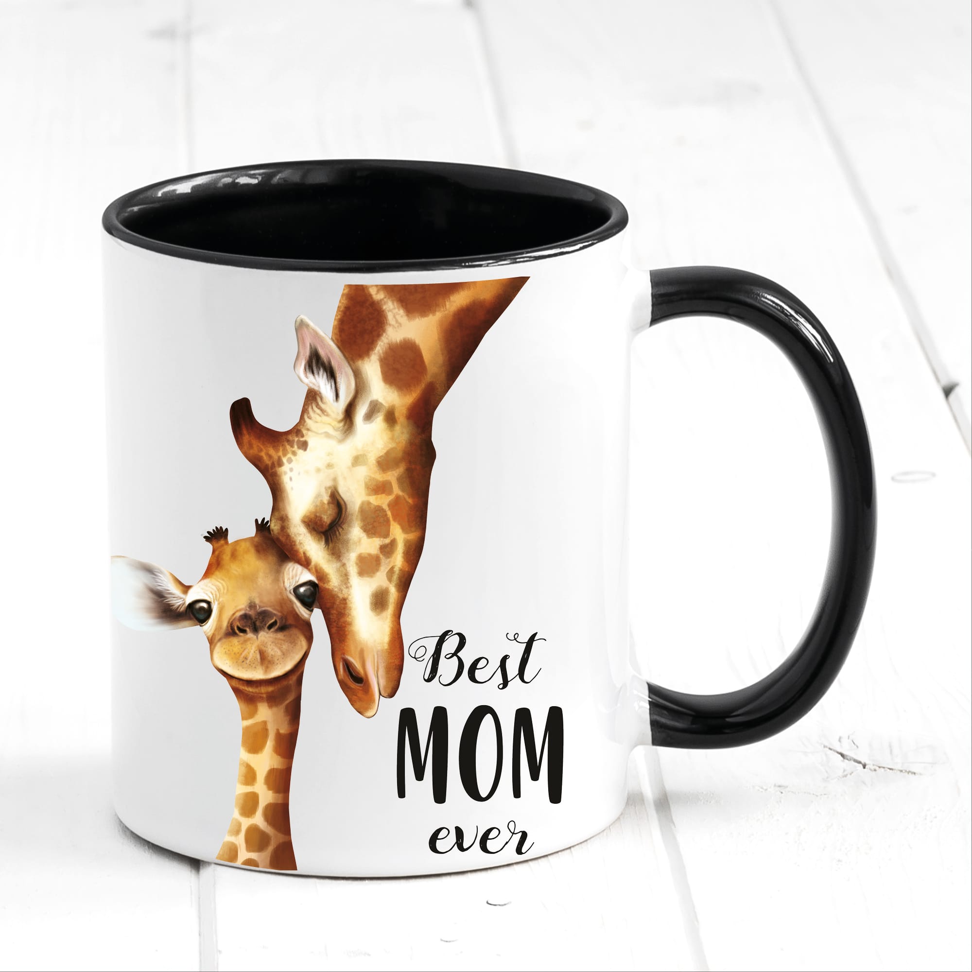 Tasse bedruckt Giraffe Best Mom ever Muttertag Geschenk Kaffeetasse 330 ml Keramik Spülmaschinenfest