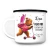 Auf dem Bild ist das Produkt: Kindertasse Emaille Becher Bär Mädchen Roller Schulkind Einschulung Geschenk Schulanfang zum Preis von €18.9 abgebildet.