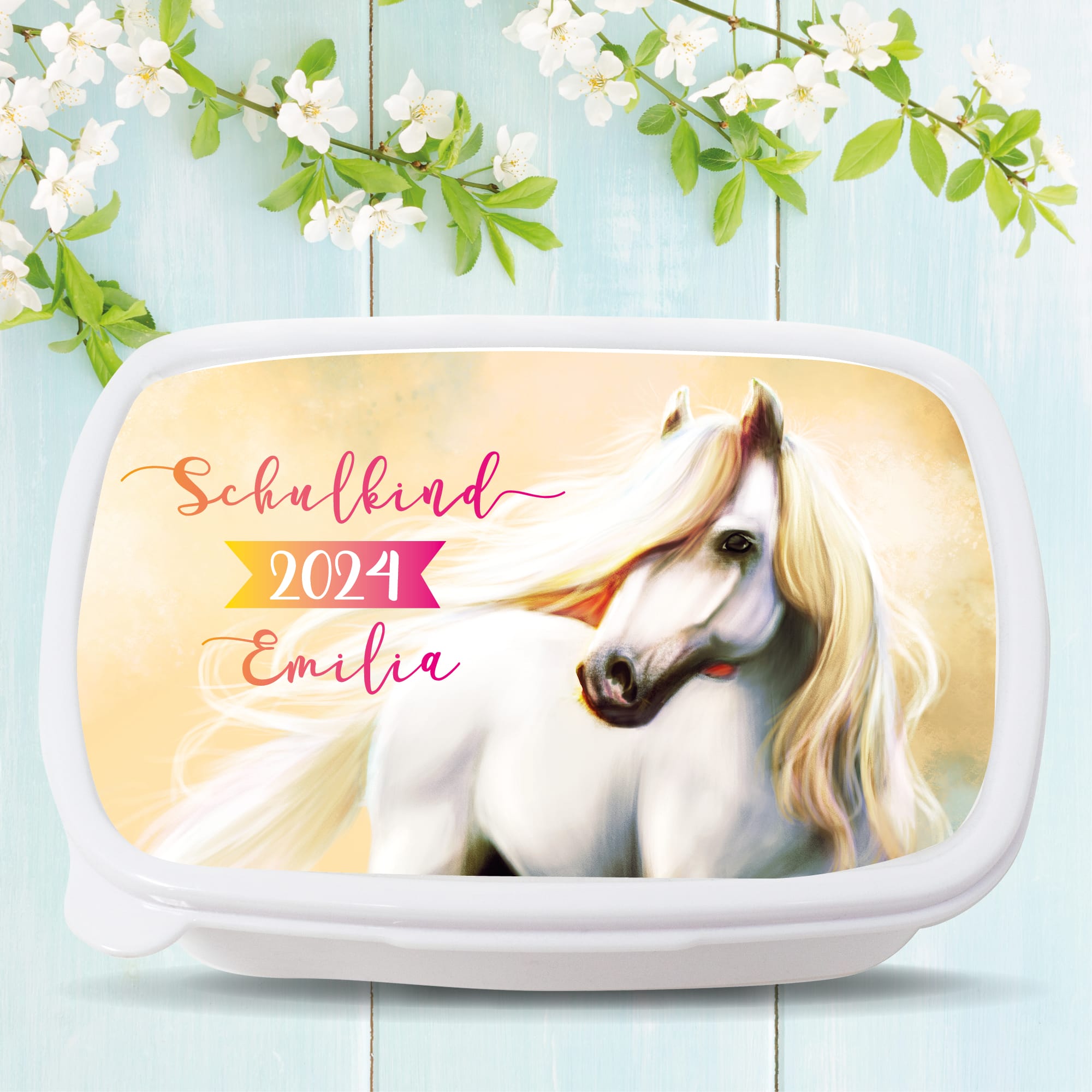 Brotdose Pferd personalisiert mit Wunschnamen Vesperbox Geschenk anpassbar Einschulung Mädchen