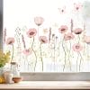 Auf dem Bild ist das Produkt: Fensterbild Mohnblumenwiese rosa wiederverwendbar pastell Blumenwiese mit Schmetterlingen Fensterdekoration zum Preis von €13.9 abgebildet.