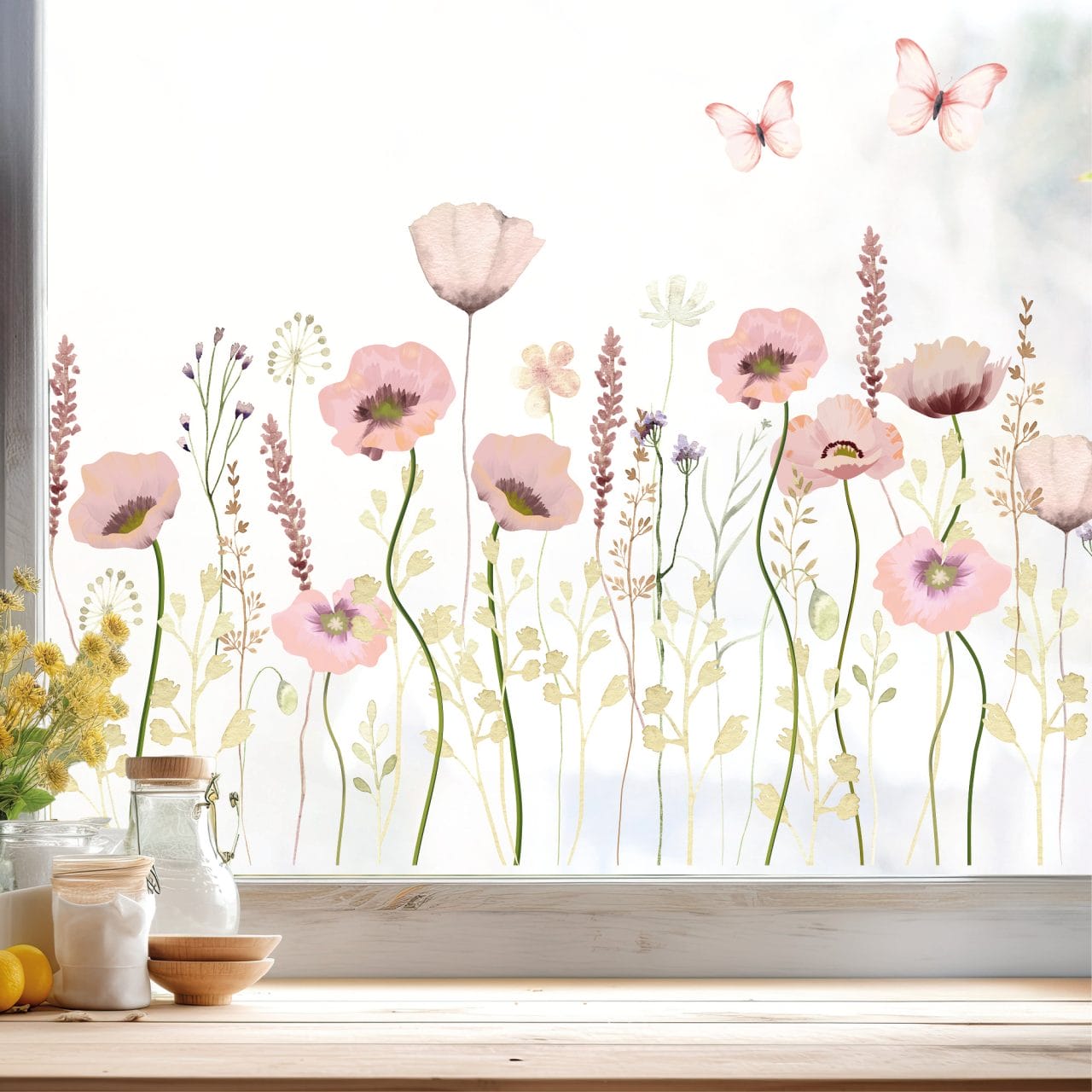 Fensterbild Mohnblumenwiese Rosa Wiederverwendbar Pastell Blumenwiese fensterbild-mohnblumenwiese-rosa-wiederverwendbar-pastell-blumenwiese
