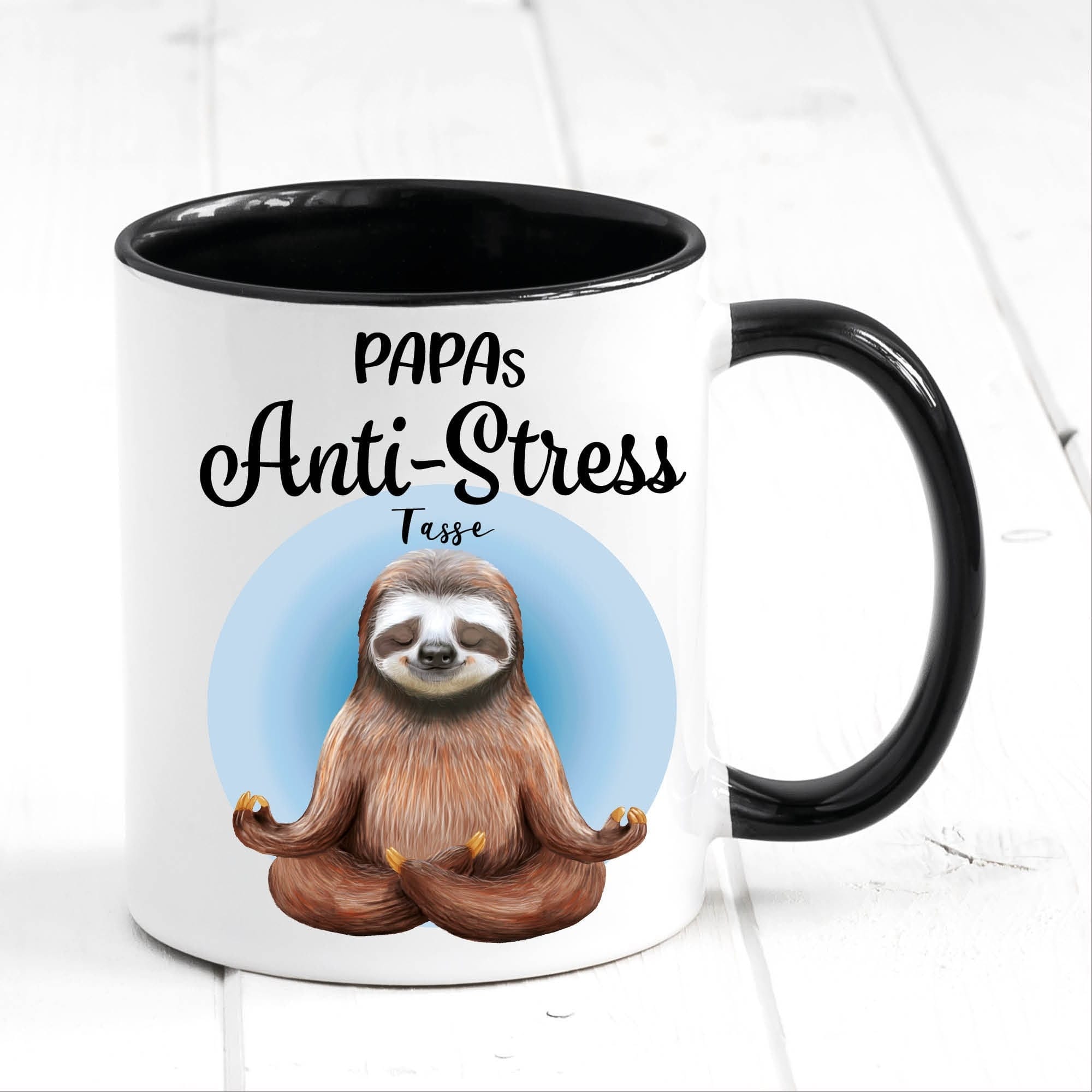 Tasse bedruckt mit Faultier Papas Anti-Stress Vatertagsgeschenk Vatertag