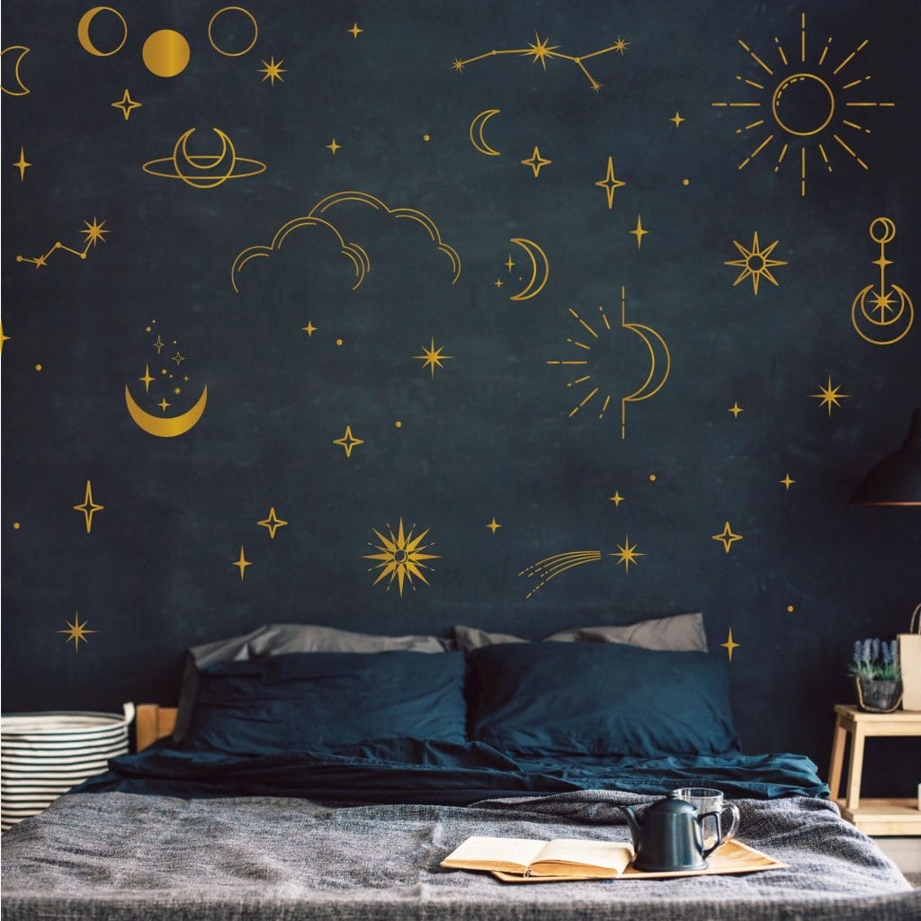 Wandsticker „Merry Christmas“ In Gold – Mit Geschenk & Kugeln, 70 X 40 Cm, Einfach Anzubringen