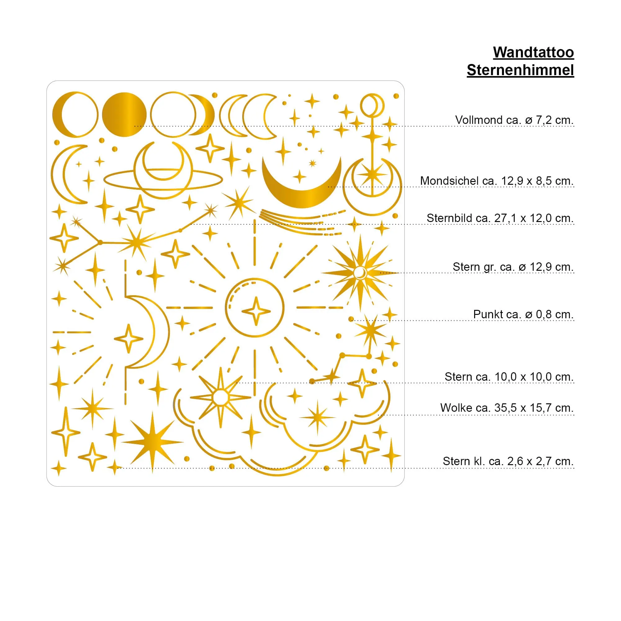 Ilka Parey Wandtattoo Sternenset – 180 Goldene Sterne, Verschieden Groß, Raufasertauglich