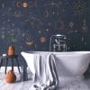 Auf dem Bild ist das Produkt: Wandsticker Aufkleber Sternenhimmel Set gold silber kupfer Wandaufkleber Dekosterne Mond Sonne Sternbild zum Preis von €19.9 abgebildet.