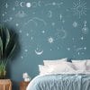 Auf dem Bild ist das Produkt: Wandsticker Aufkleber Sternenhimmel Set gold silber kupfer Wandaufkleber Dekosterne Mond Sonne Sternbild zum Preis von €19.9 abgebildet.
