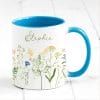 Auf dem Bild ist das Produkt: Tasse Wildblumen personalisiert farbig mit Wildblumen und dem Wunschnamen Natur Naturliebhaber zum Preis von €17.90 abgebildet.