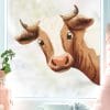 Auf dem Bild ist das Produkt: Fensterbild Kuh ins Fenster schauend braun schwarz reinschauend Kuhkopf wiederverwendbar Frühling Bauernhof Bulle Kalb zum Preis von €13.9 abgebildet.