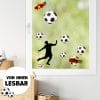 Auf dem Bild ist das Produkt: Fensterbild Fußballer Kinderzimmer Fussball Fußballnetz Tor Junge EM WM Sport wiederverwendbar Fenstersticker Fußballspieler zum Preis von €13.9 abgebildet.