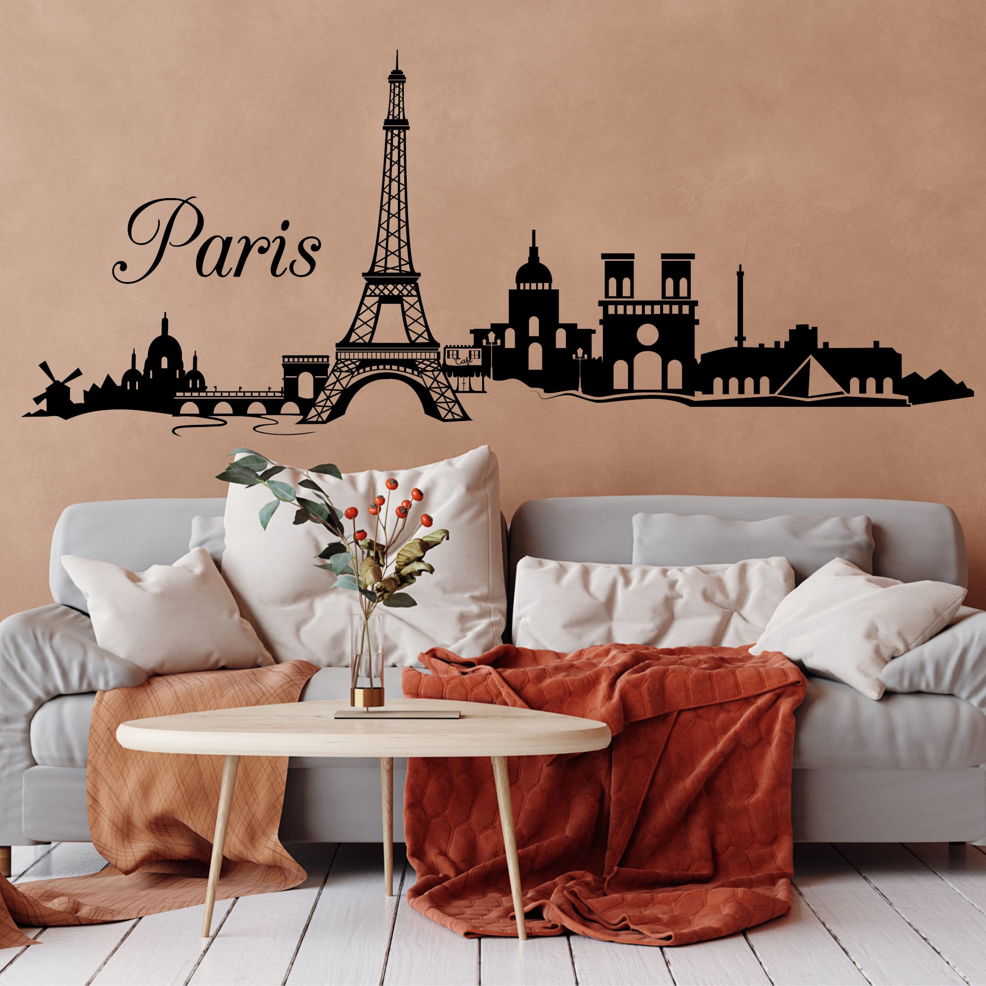 Wandtattoo Skyline Paris Wandaufkleber Eiffelturm Notre Dame Wandsticker Heimat