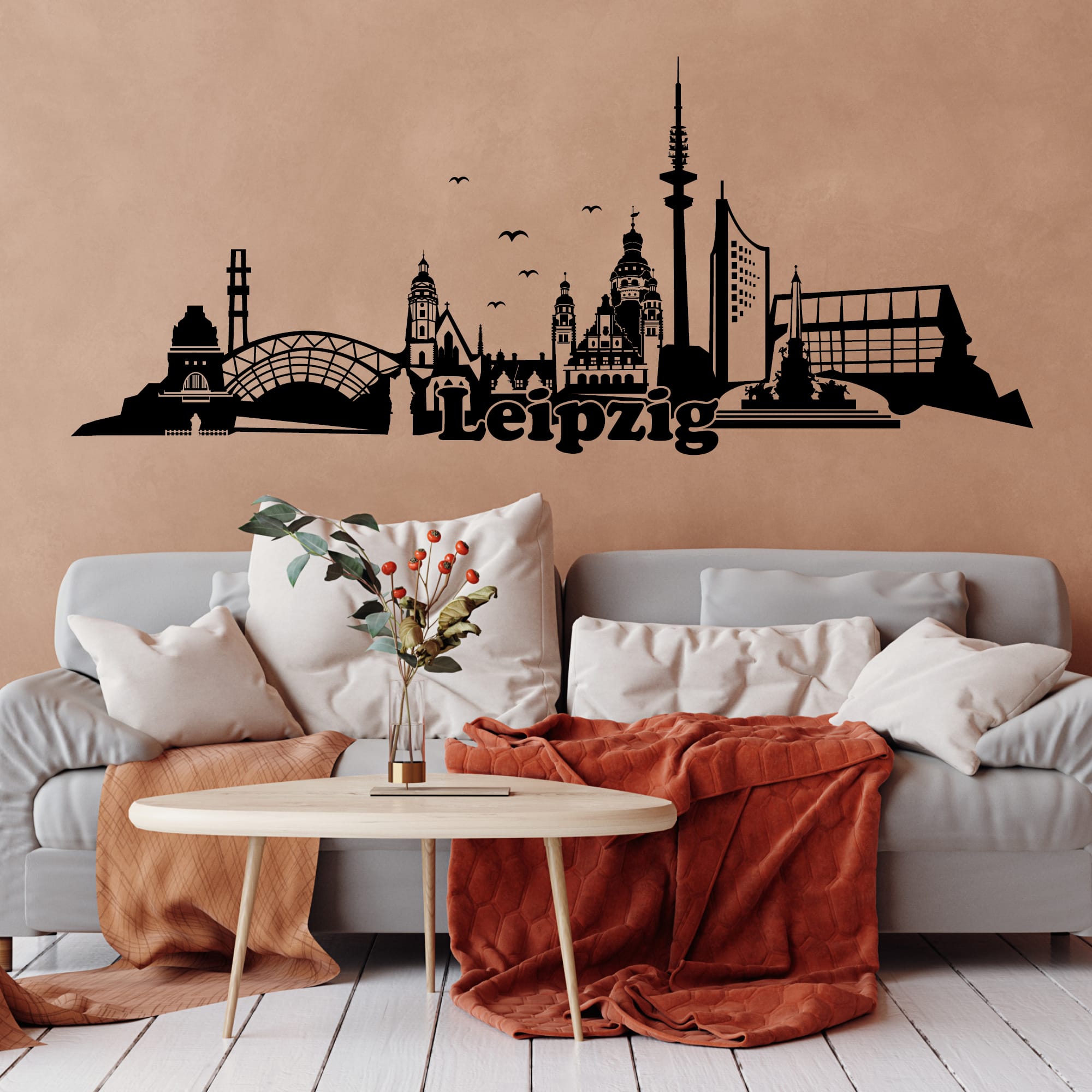 Wandtattoo Wandbild Messestadt Leipzig Skyline Dekoration Heimat