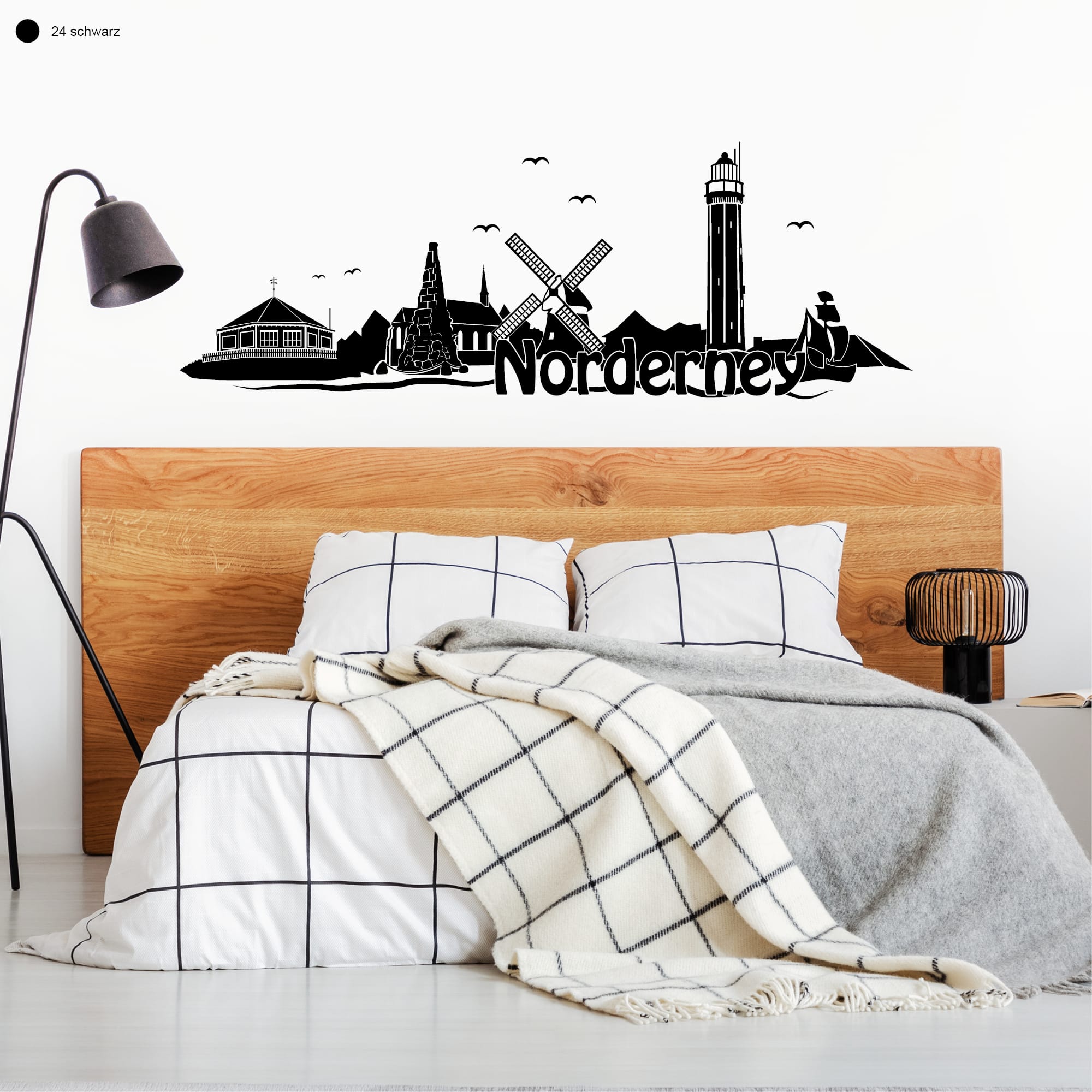 Wandtattoo Skyline Norderney Niedersachsen Wanddekoration Heimat Urlaubserinnerung Wohnraumgestaltung