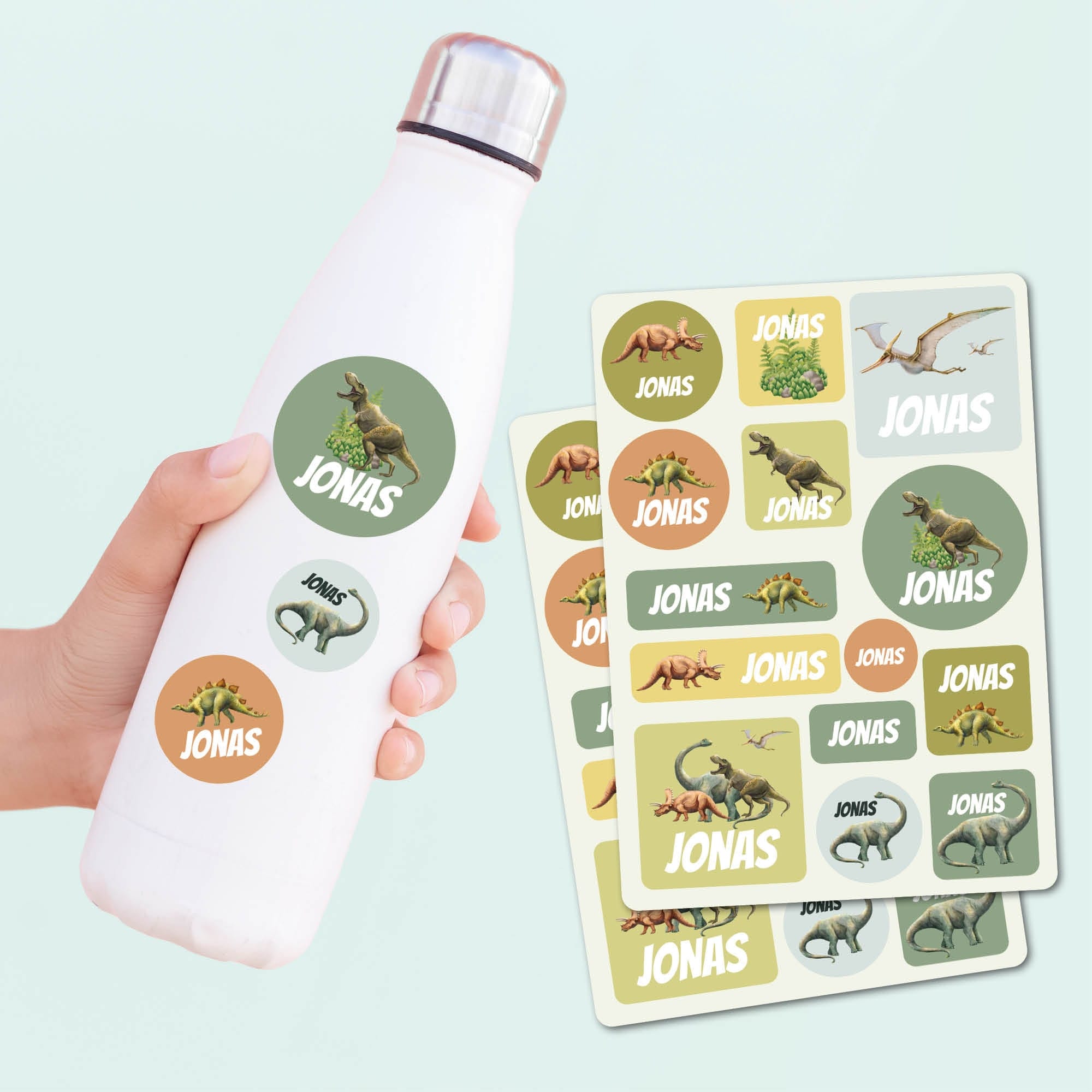 Namensaufkleber Sticker Dinosaurier Wunschname Set Aufkleber Dinos Schule Kindergarten Aufkleberset Wunschname Einschulung Bücheraufkleber