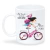 Auf dem Bild ist das Produkt: Anpassbare Tasse Einschulung Mädchen auf dem Fahrrad Wunschname Ab heute bin ich ein Schulkind Geschenk Schulanfang Schulranzen Zuckertüte zum Preis von €18.9 abgebildet.