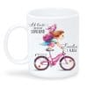 Auf dem Bild ist das Produkt: Anpassbare Tasse Einschulung Mädchen auf dem Fahrrad Wunschname Ab heute bin ich ein Schulkind Geschenk Schulanfang Schulranzen Zuckertüte zum Preis von €18.9 abgebildet.