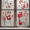 Auf dem Bild ist das Produkt: Fensterbild Halloween Blutflecke blutige Handabdrücke Fußabdrücke Fensterdeko Wohnzimmer Fensterfolie Fensterdekoration zum Preis von €13.9 abgebildet.