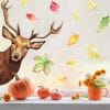Auf dem Bild ist das Produkt: Fensterbild reinschauender Hirsch Rotwild Wild bunte Blätter Herbst herbstlicher Fensteraufkleber Fensterdeko Herbstdeko zum Preis von €13.9 abgebildet.