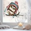 Auf dem Bild ist das Produkt: Fensterbild Weihnachten Winter Eule Mütze Schneeflocken Sterne Fensterdeko Kinder wiederverwendbar zum Preis von €13.90 abgebildet.