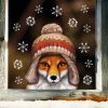 Auf dem Bild ist das Produkt: Fensterbild Tierköpfe mit Mütze Winter winterlicher herbstlicher Fensteraufkleber Fensterdeko wiederverwendbar zum Preis von €13.90 abgebildet.
