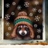Auf dem Bild ist das Produkt: Fensterbild Tierköpfe mit Mütze Winter winterlicher herbstlicher Fensteraufkleber Fensterdeko wiederverwendbar zum Preis von €13.90 abgebildet.