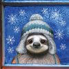 Auf dem Bild ist das Produkt: Fensterbild Tierköpfe mit Mütze Winter winterlicher herbstlicher Fensteraufkleber Fensterdeko wiederverwendbar zum Preis von €13.90 abgebildet.