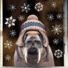 Auf dem Bild ist das Produkt: Fensterbild Tierköpfe mit Mütze Winter winterlicher herbstlicher Fensteraufkleber Fensterdeko wiederverwendbar zum Preis von €13.90 abgebildet.
