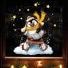 Auf dem Bild ist das Produkt: Fensterbild Weihnachten Winter Pinguin Schlitten Sterne Fensterdeko Kinder, Weihnachtsdekoration zum Preis von €13.90 abgebildet.