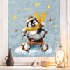 Auf dem Bild ist das Produkt: Fensterbild Weihnachten Winter Pinguin Schlitten Sterne Fensterdeko Kinder, Weihnachtsdekoration zum Preis von €13.90 abgebildet.