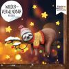 Auf dem Bild ist das Produkt: Fensterbild Weihnachten Winter Faultier auf Ast Mütze rosa Stern wiederverwendbarer Fensteraufkleber Fensterdeko zum Preis von €13.90 abgebildet.