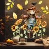 Auf dem Bild ist das Produkt: Fensterbild Herbst Vogelscheuche mit Sonnenblumen und Blättern Rabe herbstlicher Fensteraufkleber Fensterdeko Eingang Küche Erntedankfest zum Preis von €13.9 abgebildet.