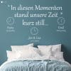 Auf dem Bild ist das Produkt: Wandtattoo In diesen Momenten stand unsere Zeit kurz still personalisiert Namen Datum Familientattoo Wandsticker Erinnerungen zum Preis von €25.90 abgebildet.