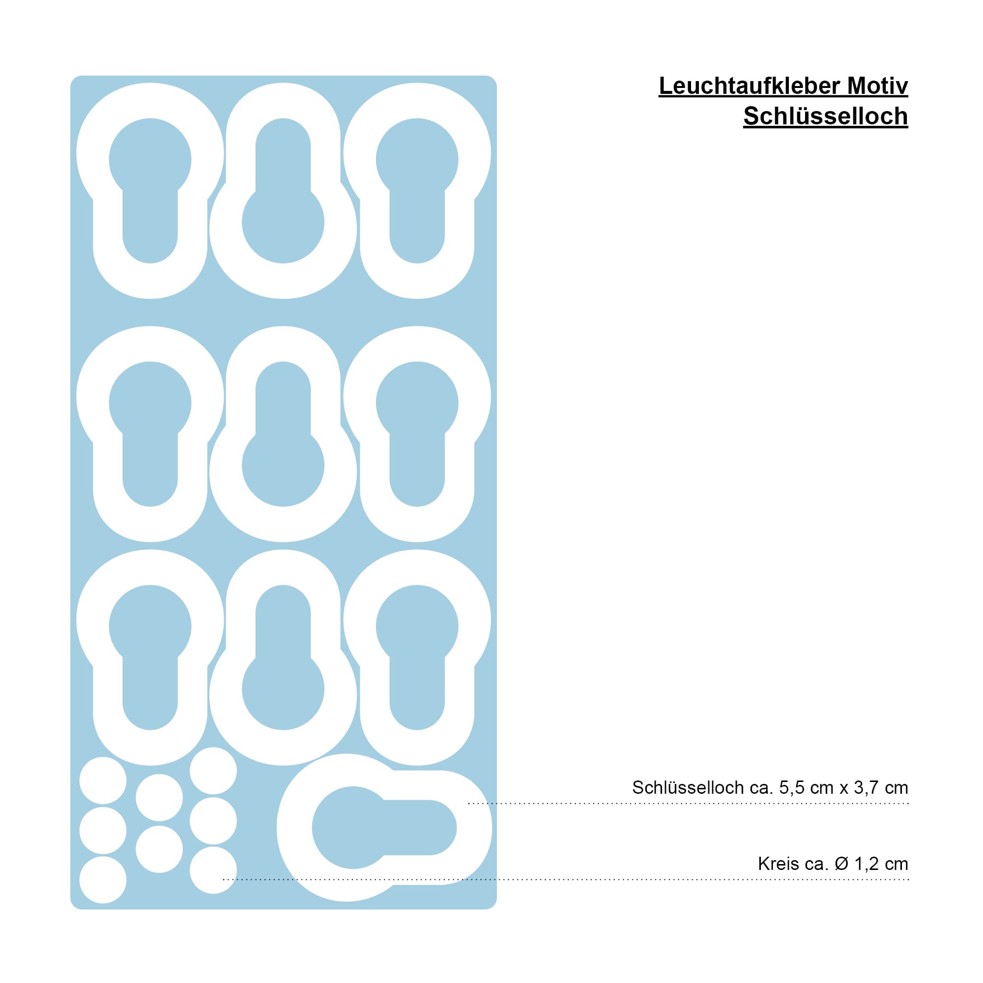 Auf dem Bild ist das Produkt: Leuchtaufkleber Schlüssellochfinder Schlüsselloch Aufkleber Leuchtsticker fluoreszierend (leuchten im Dunklen)Haustür Schlosszylinder zum Preis von €9.9 abgebildet.