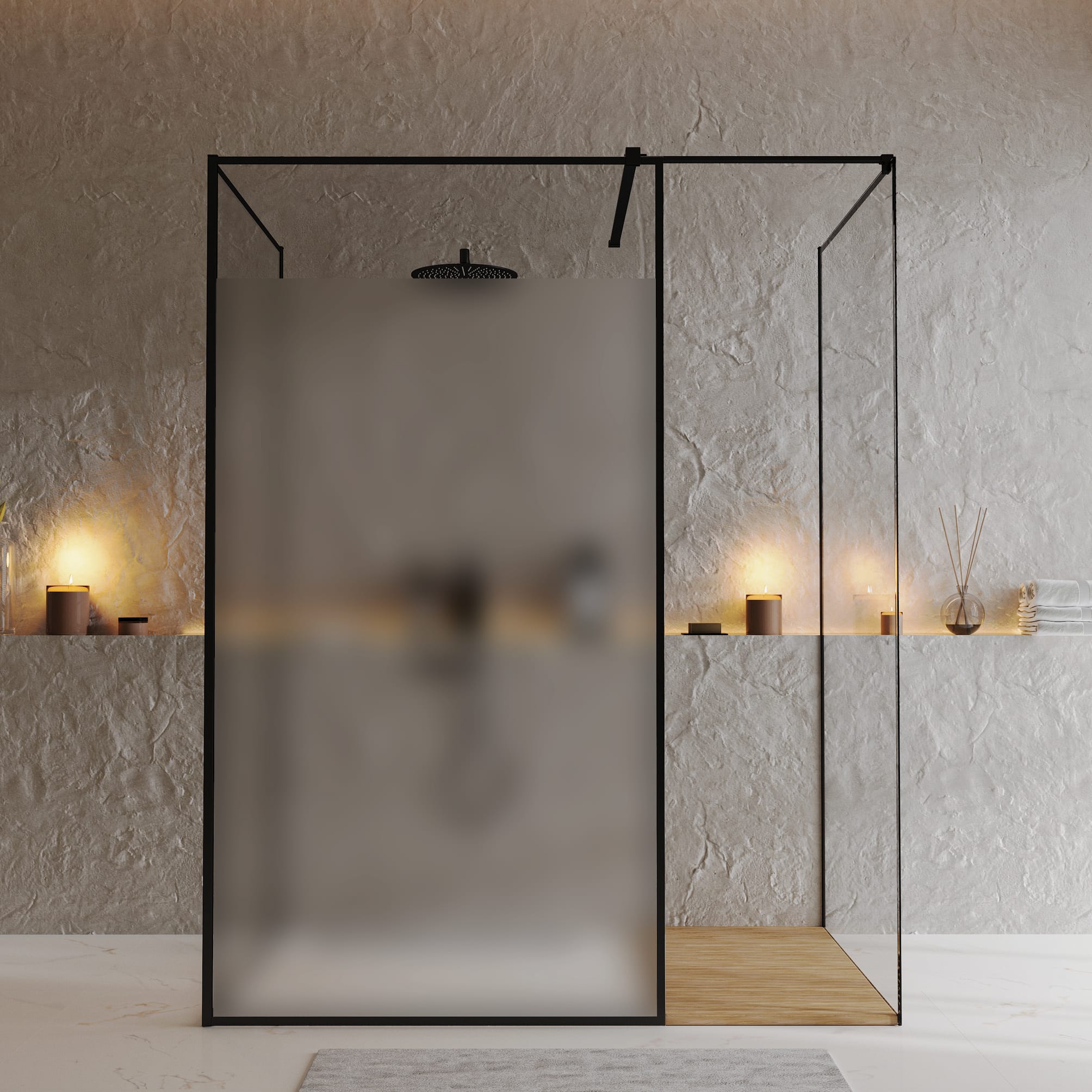 Auf dem Bild ist das Produkt: Sichtschutzfolie Duschkabine ohne Motiv Fensterfolie Dusche Duschglastür Duschwand Milchglasfolie Spritzschutz Badezimmer zum Preis von €23.9 abgebildet.