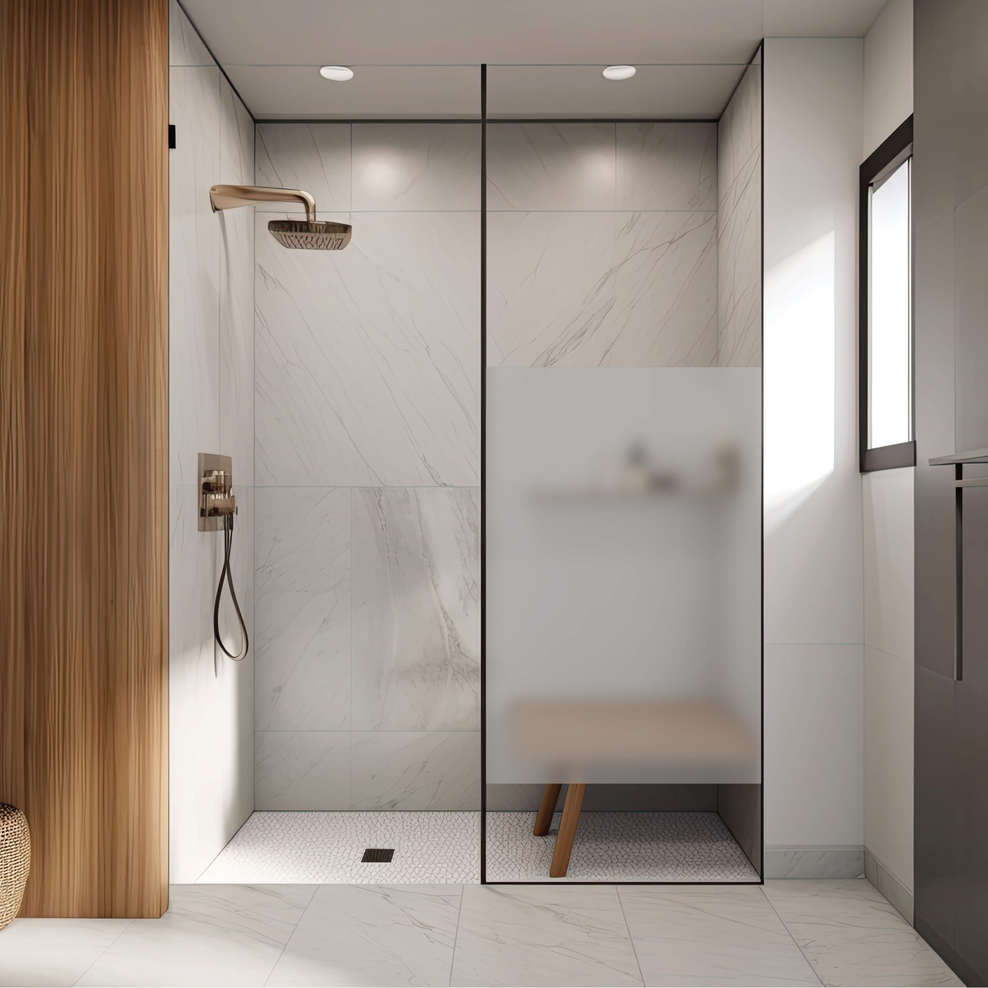 Auf dem Bild ist das Produkt: Sichtschutzfolie Duschkabine ohne Motiv Fensterfolie Dusche Duschglastür Duschwand Milchglasfolie Spritzschutz Badezimmer zum Preis von €23.9 abgebildet.