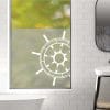 Auf dem Bild ist das Produkt: Sichtschutzfolie Duschkabine Steuerrad Maritim Fensterfolie Dusche Duschglastür Duschwand schwarz oder weiß Milchglasfolie zum Preis von €23.9 abgebildet.