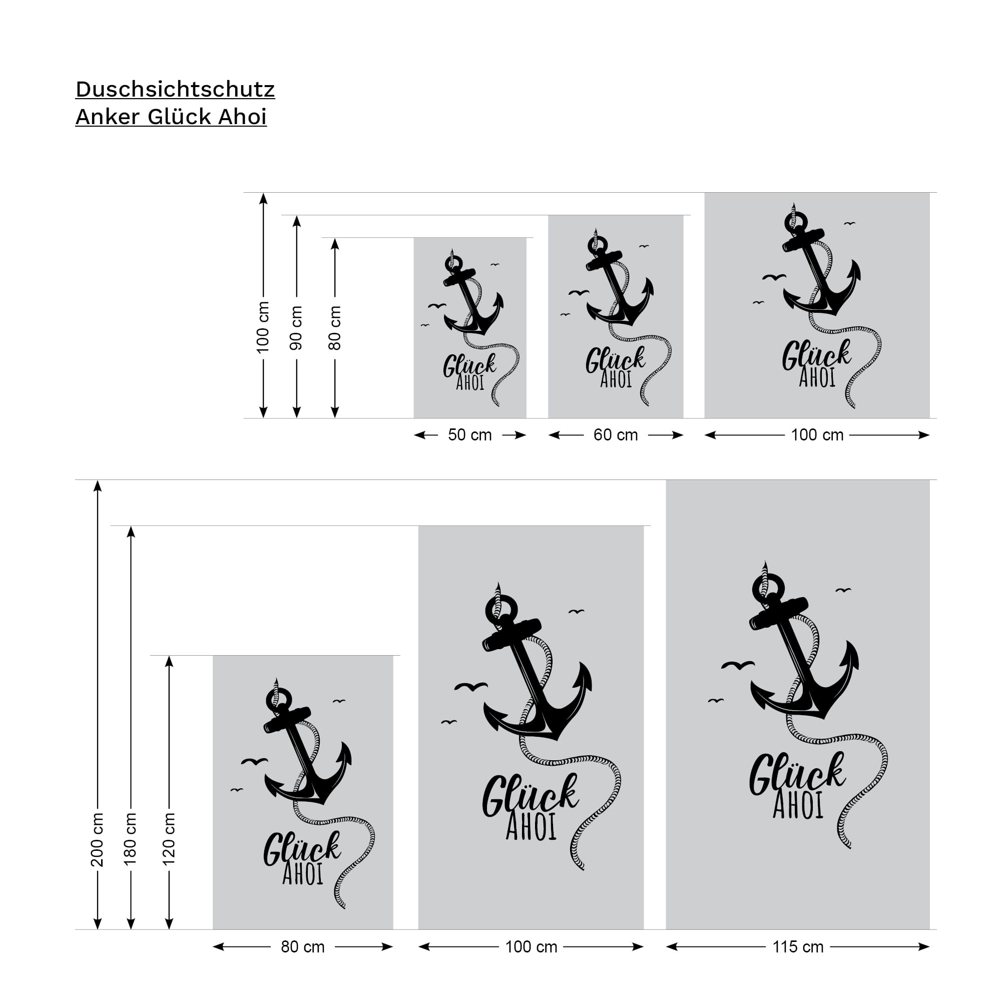 Auf dem Bild ist das Produkt: Sichtschutzfolie Duschkabine Anker Maritim Glück Ahoi Fensterfolie Dusche Duschglastür Duschwand schwarz oder weiß Milchglasfolie zum Preis von €23.9 abgebildet.
