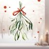 Auf dem Bild ist das Produkt: Fensterbild Mistelzweig Schleife weiß rot Büschel Mistelzweige Früchte Punkte wiederverwendbar Dekoration Weihnachten Christmas zum Preis von €13.90 abgebildet.