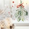 Auf dem Bild ist das Produkt: Fensterbild Mistelzweig Schleife weiß rot Büschel Mistelzweige Früchte Punkte wiederverwendbar Dekoration Weihnachten Christmas zum Preis von €13.90 abgebildet.