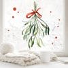 Auf dem Bild ist das Produkt: Fensterbild Mistelzweig Schleife weiß rot Büschel Mistelzweige Früchte Punkte wiederverwendbar Dekoration Weihnachten Christmas zum Preis von €13.90 abgebildet.