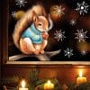 Auf dem Bild ist das Produkt: Fensterbild Weihnachten Eichhörnchen Pulli Schneeflocken Winterdeko Weihnachtsdeko Fensteraufkleber wiederverwendbar zum Preis von €13.90 abgebildet.