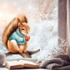 Auf dem Bild ist das Produkt: Fensterbild Weihnachten Eichhörnchen Pulli Schneeflocken Winterdeko Weihnachtsdeko Fensteraufkleber wiederverwendbar zum Preis von €13.90 abgebildet.