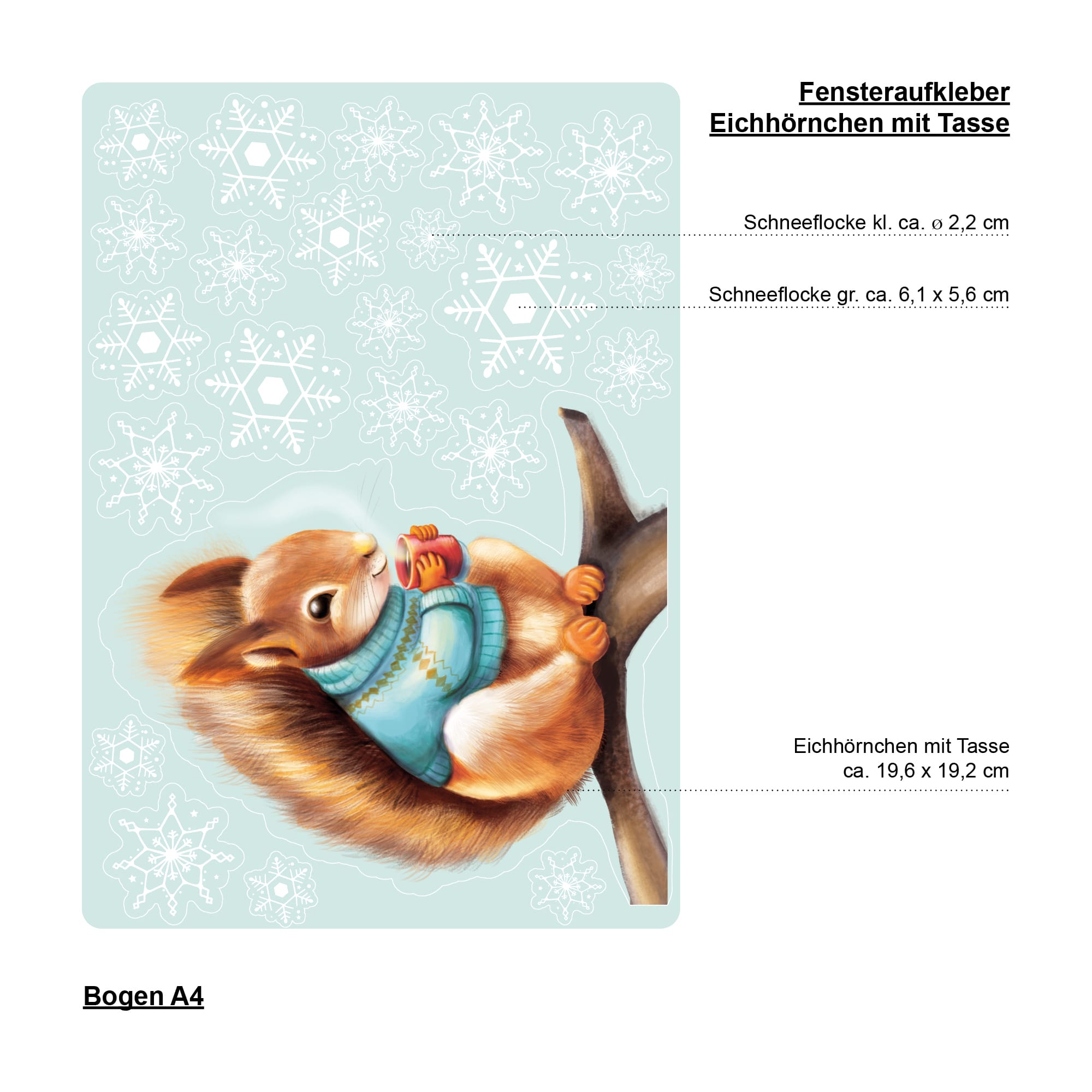 Auf dem Bild ist das Produkt: Fensterbild Weihnachten Eichhörnchen Pulli Schneeflocken Winterdeko Weihnachtsdeko Fensteraufkleber wiederverwendbar zum Preis von €13.90 abgebildet.