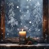 Auf dem Bild ist das Produkt: Wiederverwendbar Fensterbild Mistelzweig weiß Kontur schlicht Zweige Schneebälle Schneekreise wiederverwendbar Frohe Weihnachten Christmas zum Preis von €13.9 abgebildet.