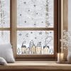 Auf dem Bild ist das Produkt: Fensteraufkleber Winterstadt schlicht Strichzeichnung Sterne Mond schwarz beige minimalistisch  Weihnachtsdekoration Winter wiederverwendbar zum Preis von €13.9 abgebildet.